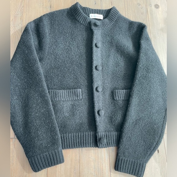 White + Warren women wool cotton blend super thick black cardigan NWT - Picture 1 of 9